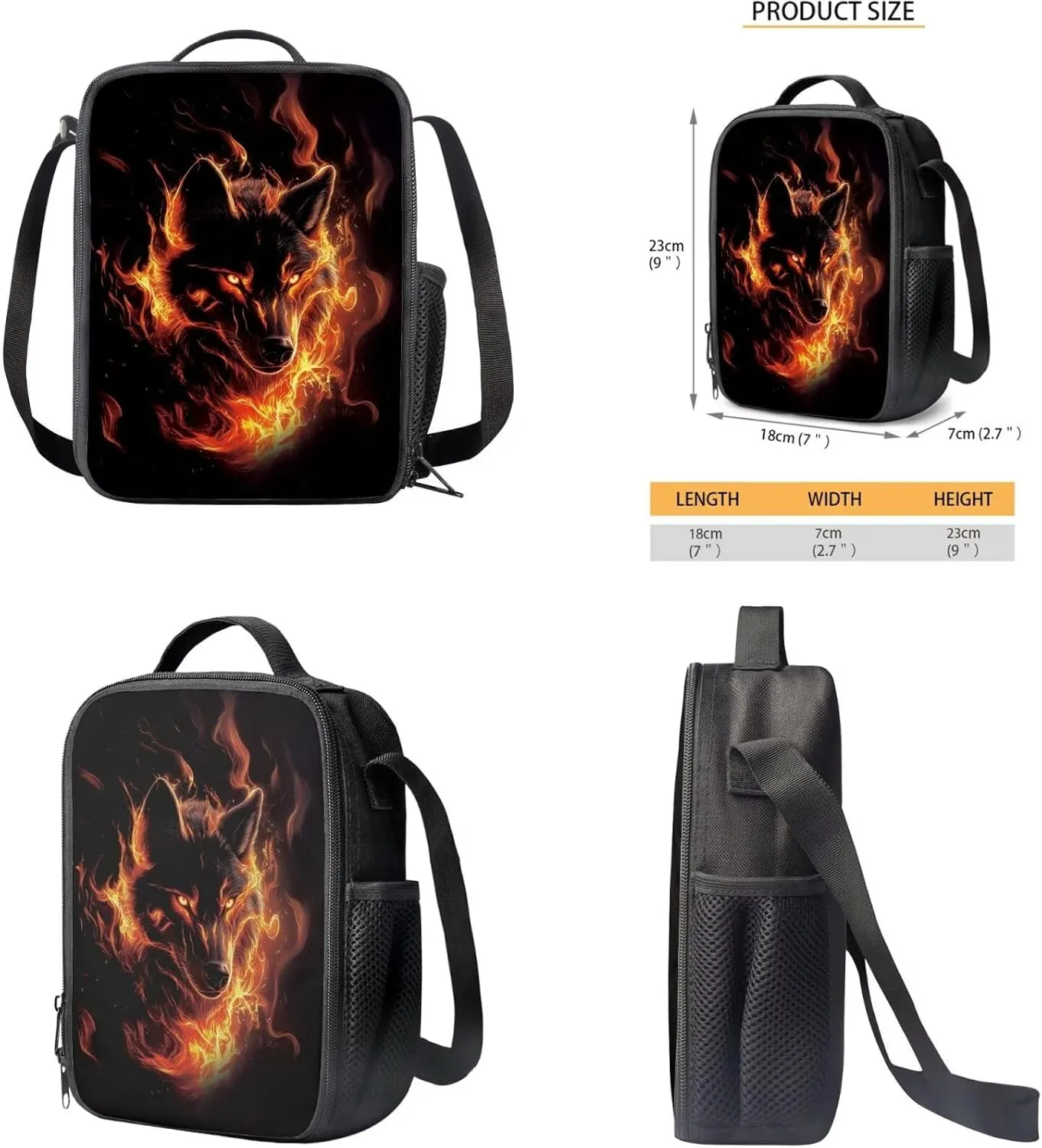 Wolf Backpack for School Boys Kids Bookbags 4-in-1 Kids School Bag with Lunch Bag for Boys Elementary School Backpacks Water Bottle Pocket Pencil Purse 17" Daypack for Cycling