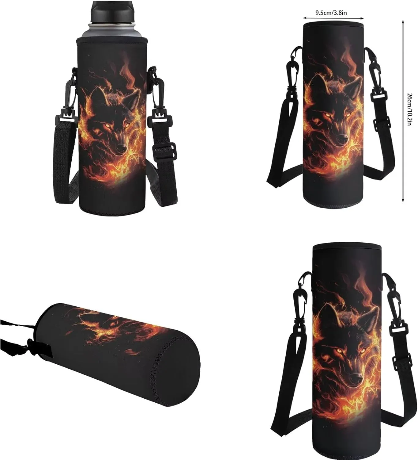 Wolf Backpack for School Boys Kids Bookbags 4-in-1 Kids School Bag with Lunch Bag for Boys Elementary School Backpacks Water Bottle Pocket Pencil Purse 17" Daypack for Cycling