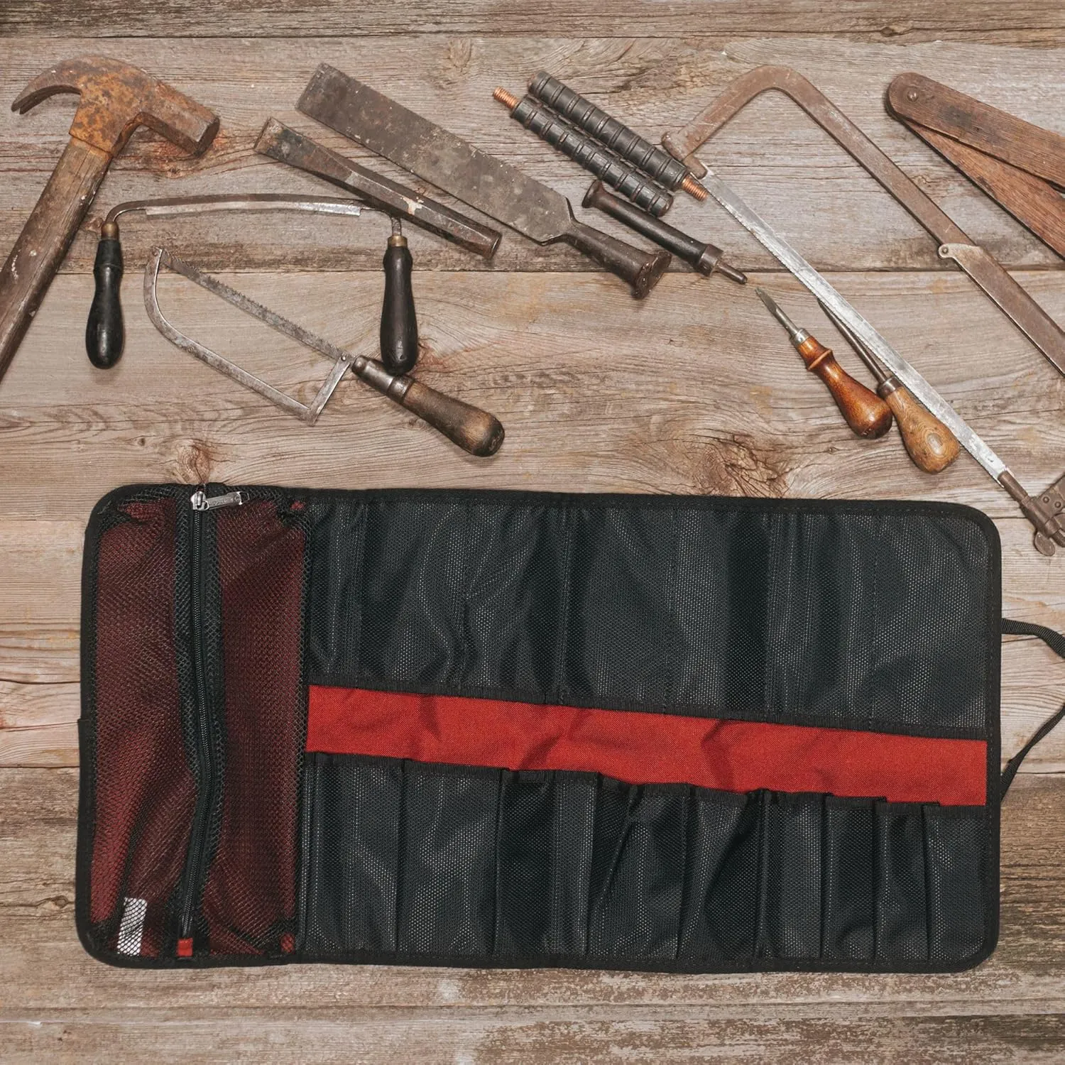 Wolverine Tool Bag |Tote | Utility Roll | Durable Nailhead Nylon, Adjustable Straps, and Versatile Pockets