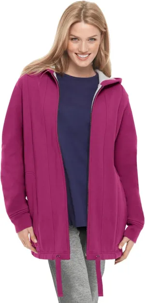 Woman Within Plus Size Thermal Waffle Lined Fleece Hoodie Oversized