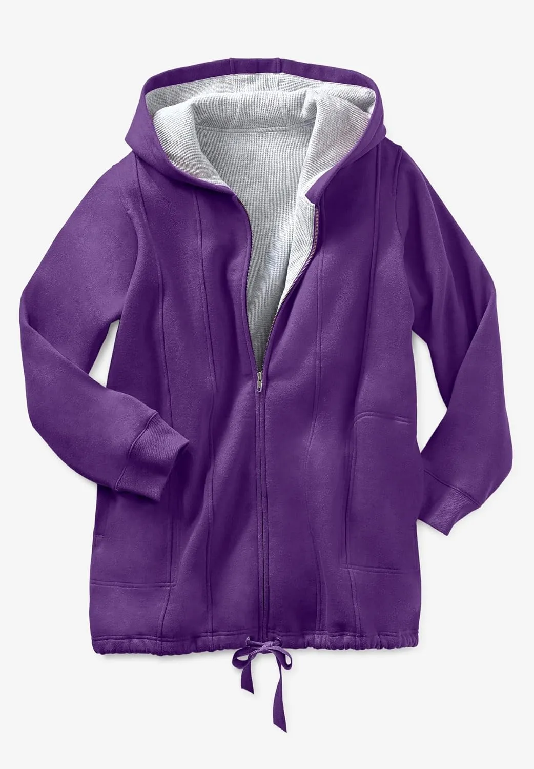 Woman Within Plus Size Thermal Waffle Lined Fleece Hoodie Oversized