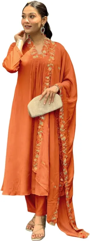 Women Anarkali Dress, Alia Cut Kurti Pant and Dupatta 3pc Set for Women