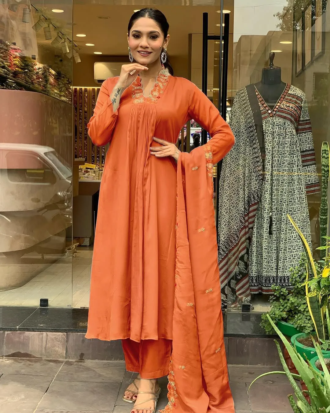Women Anarkali Dress, Alia Cut Kurti Pant and Dupatta 3pc Set for Women