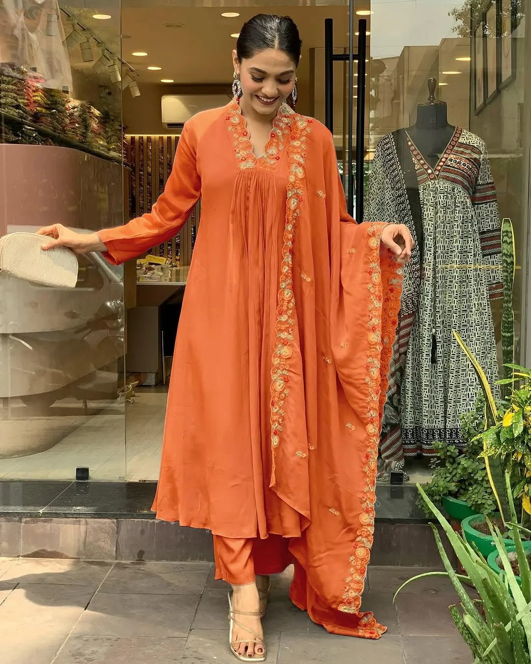 Women Anarkali Dress, Alia Cut Kurti Pant and Dupatta 3pc Set for Women