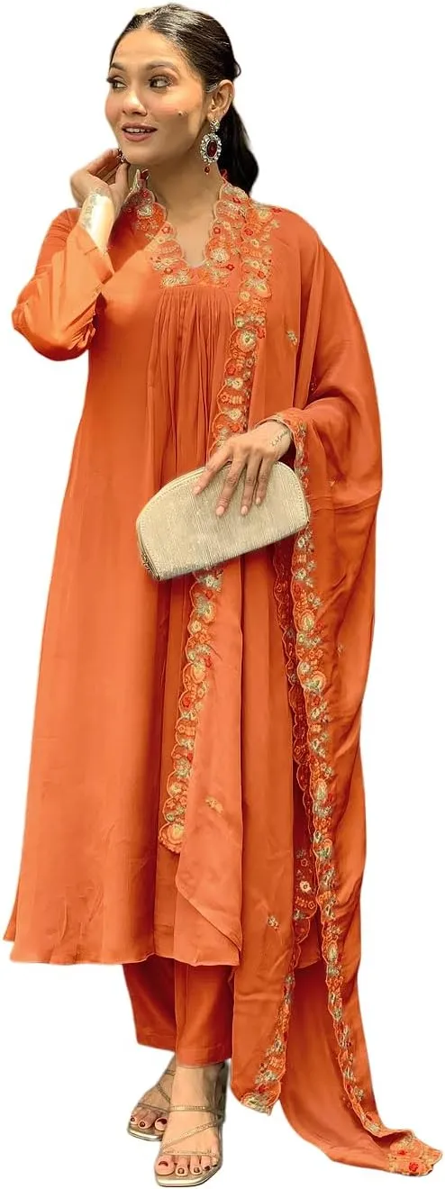 Women Anarkali Dress, Alia Cut Kurti Pant and Dupatta 3pc Set for Women