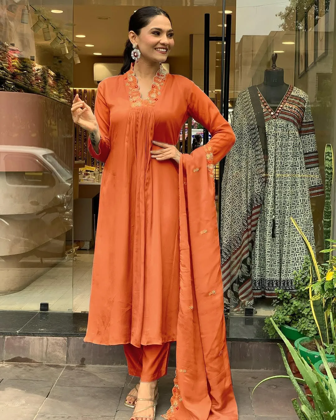 Women Anarkali Dress, Alia Cut Kurti Pant and Dupatta 3pc Set for Women
