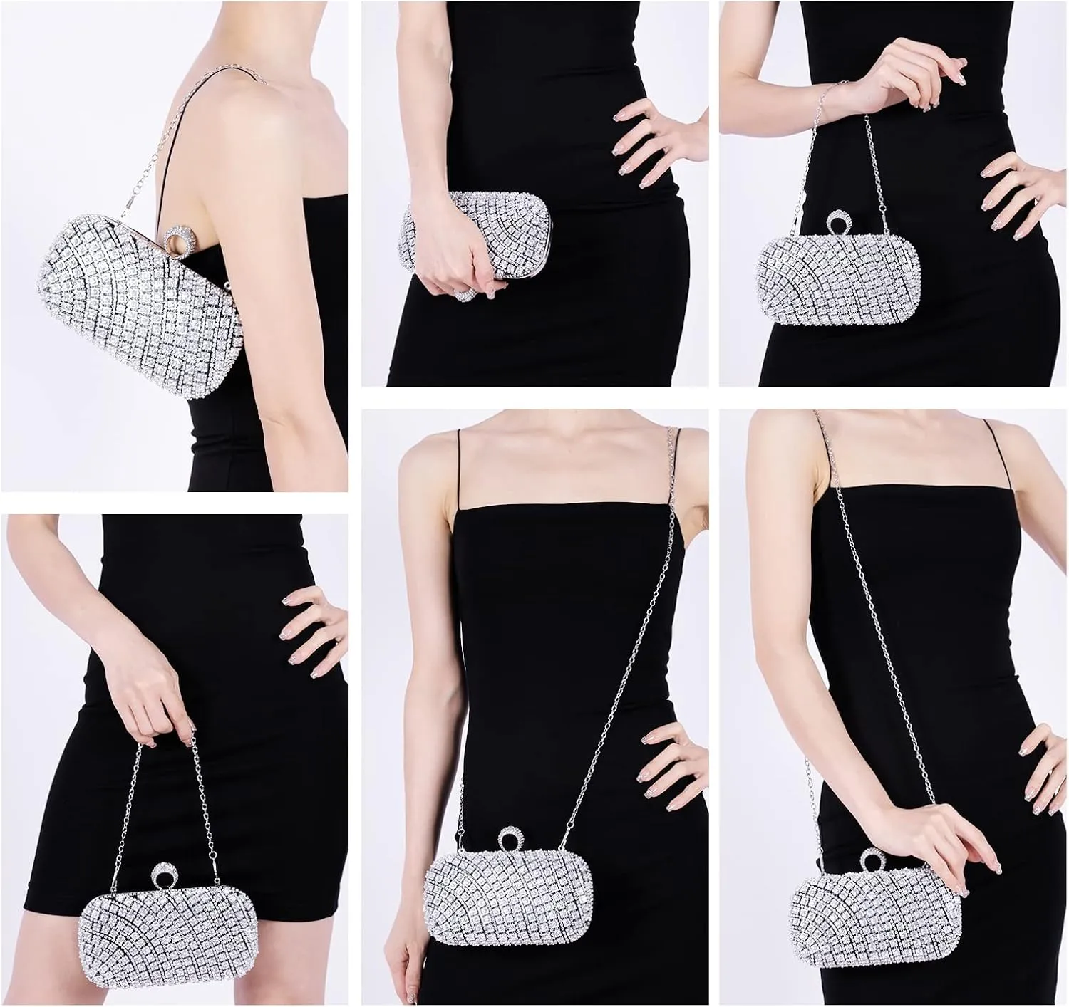 Women Evening Clutch Purse Sparkling Cocktail Prom Party Evening Bag Small Crystal Wedding Handbag
