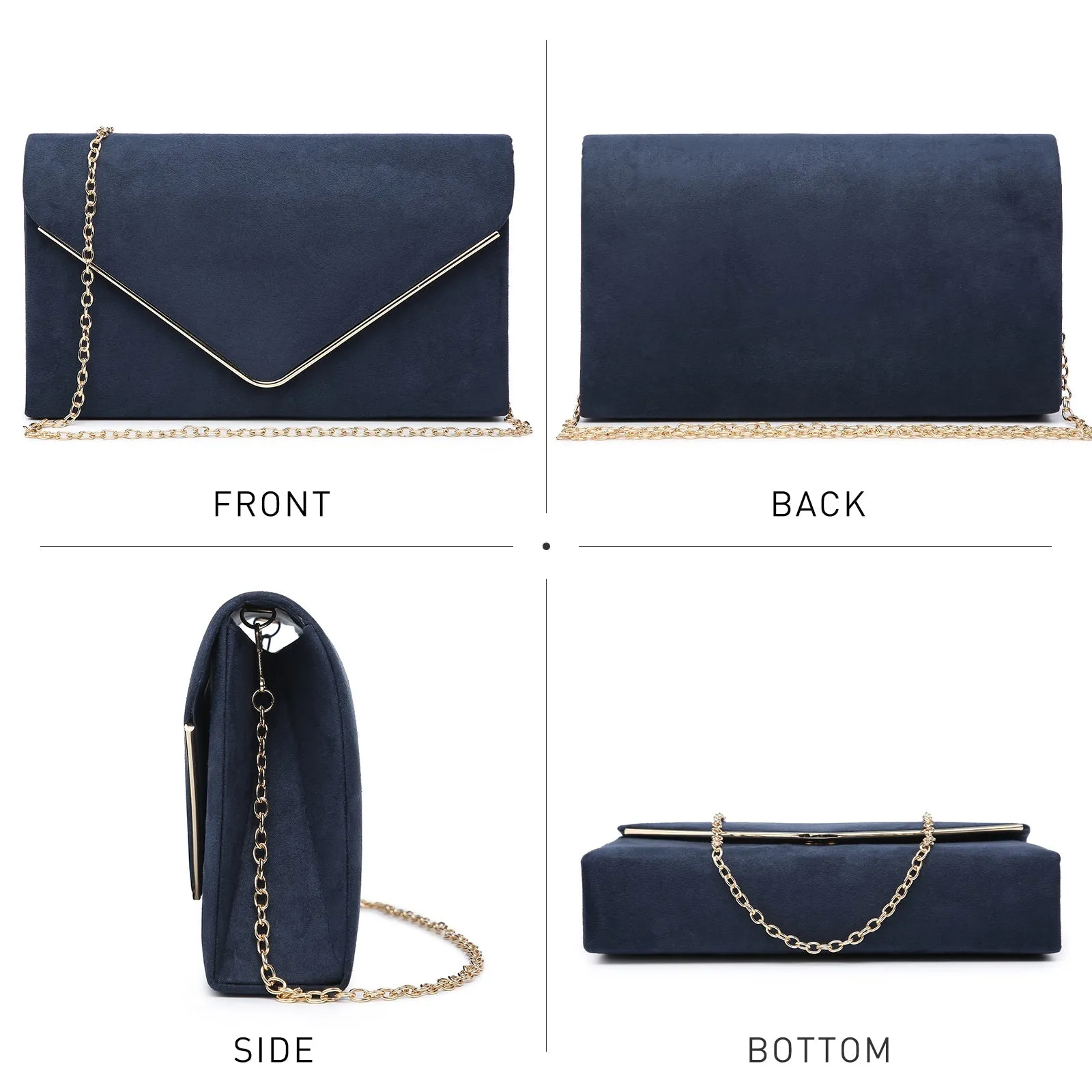 Women Faux Suede Velvet Formal Evening Party Clutch Purses