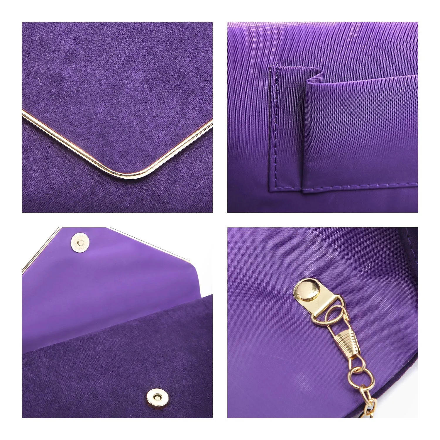Women Faux Suede Velvet Formal Evening Party Clutch Purses