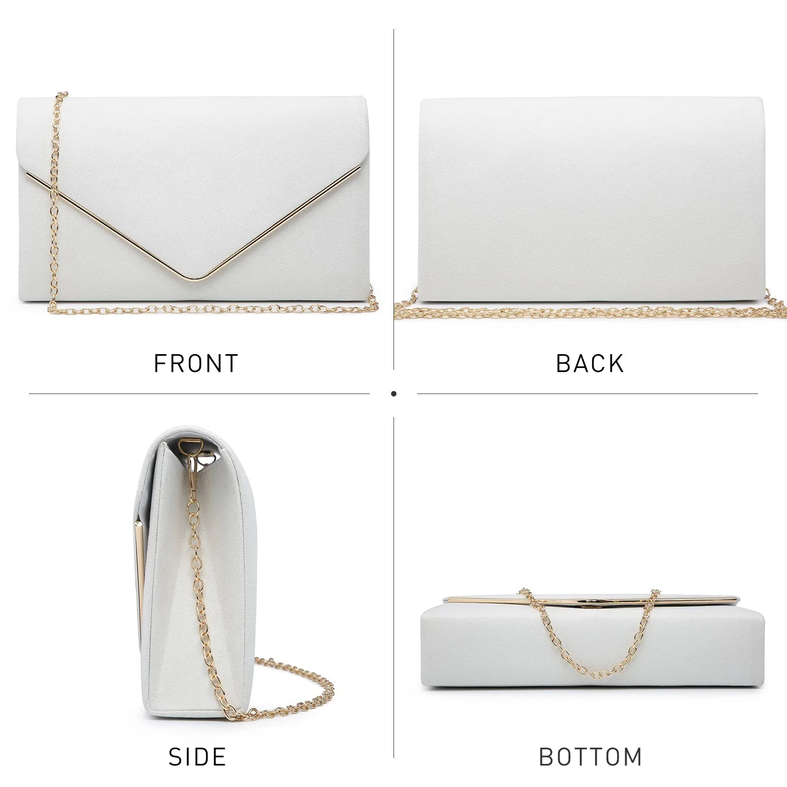 Women Faux Suede Velvet Formal Evening Party Clutch Purses