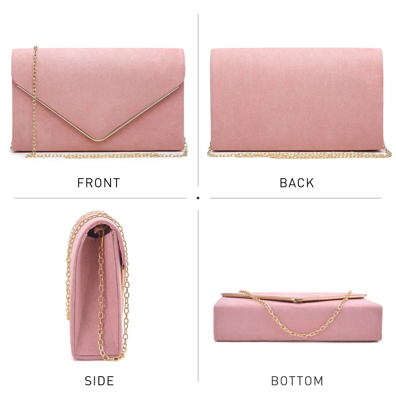 Women Faux Suede Velvet Formal Evening Party Clutch Purses