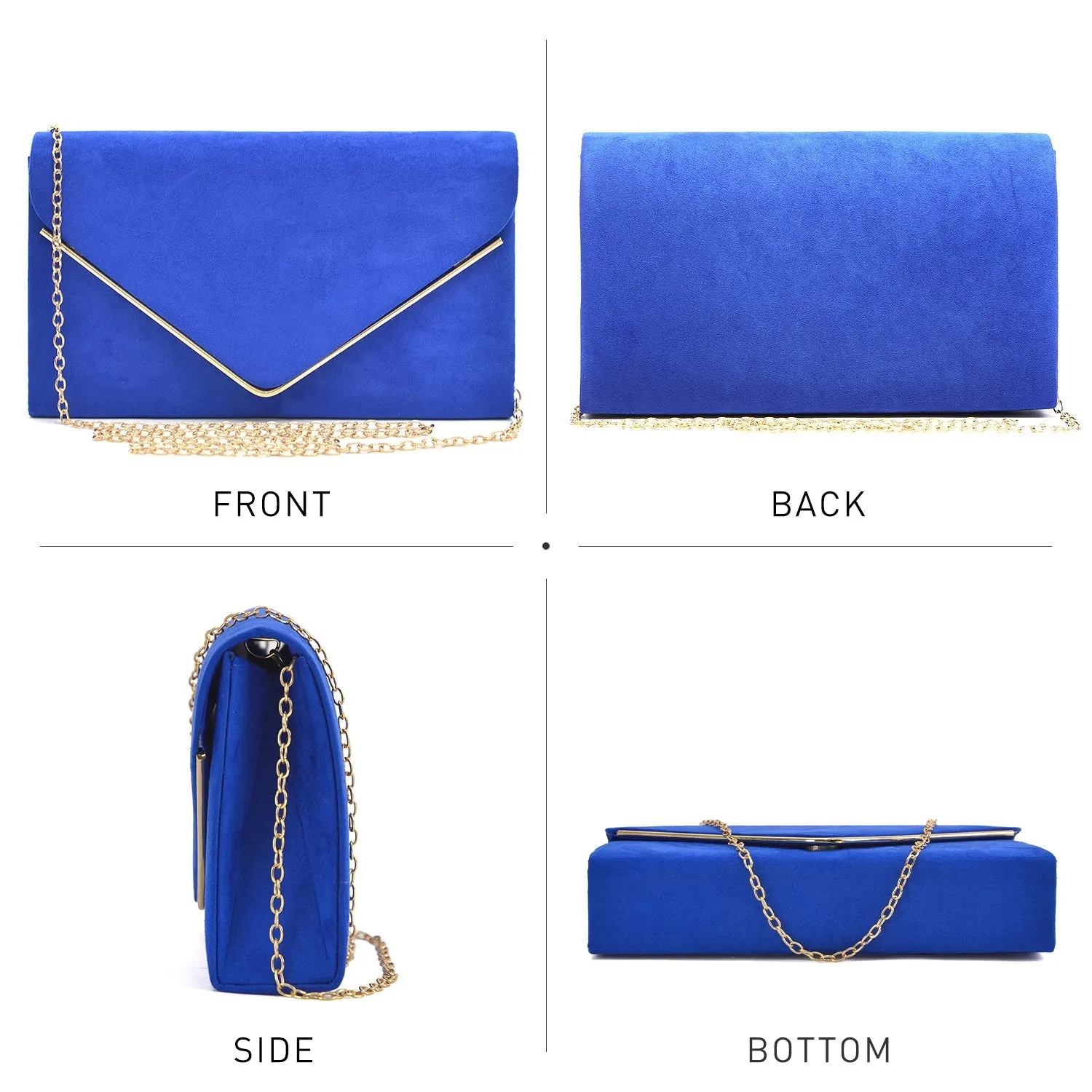 Women Faux Suede Velvet Formal Evening Party Clutch Purses