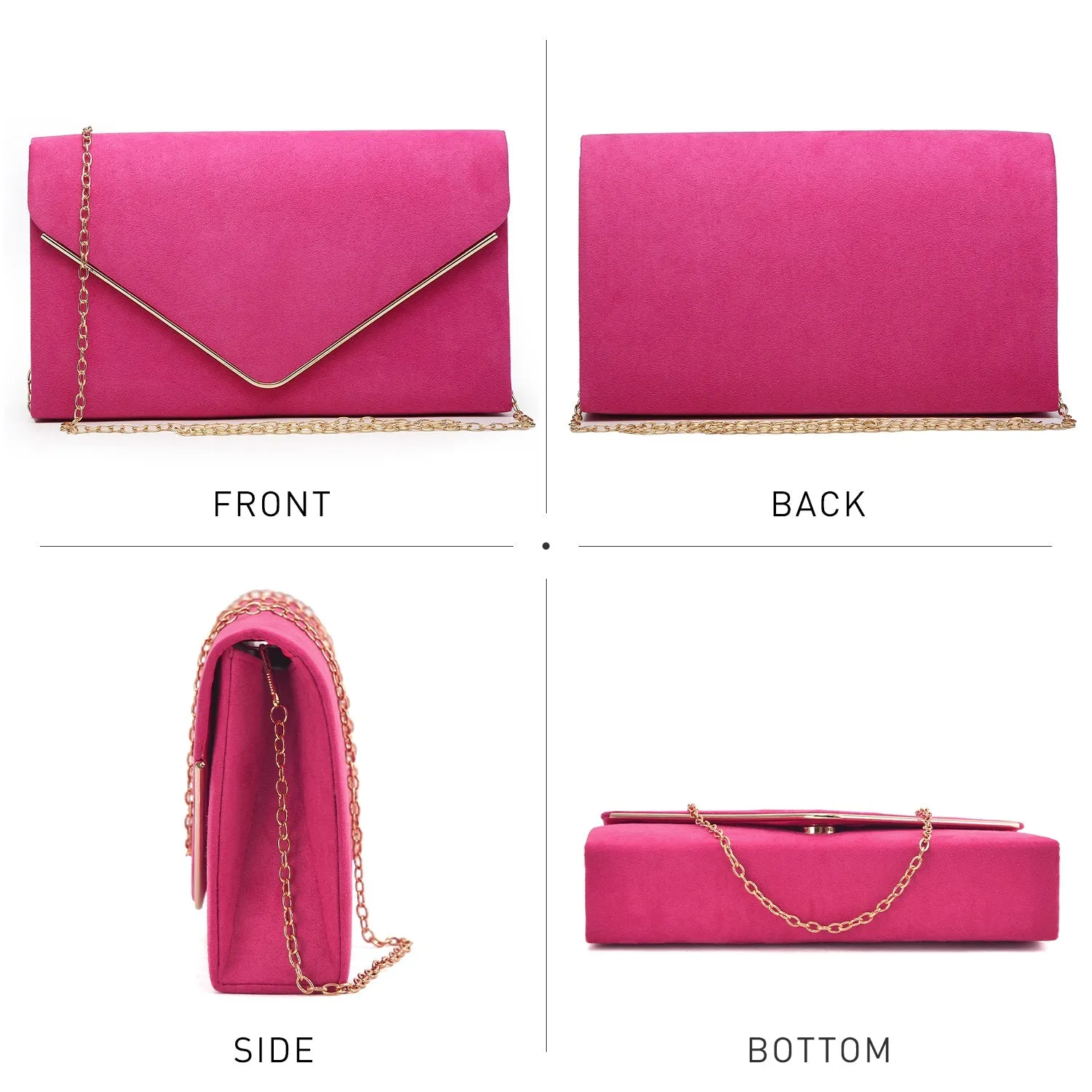 Women Faux Suede Velvet Formal Evening Party Clutch Purses