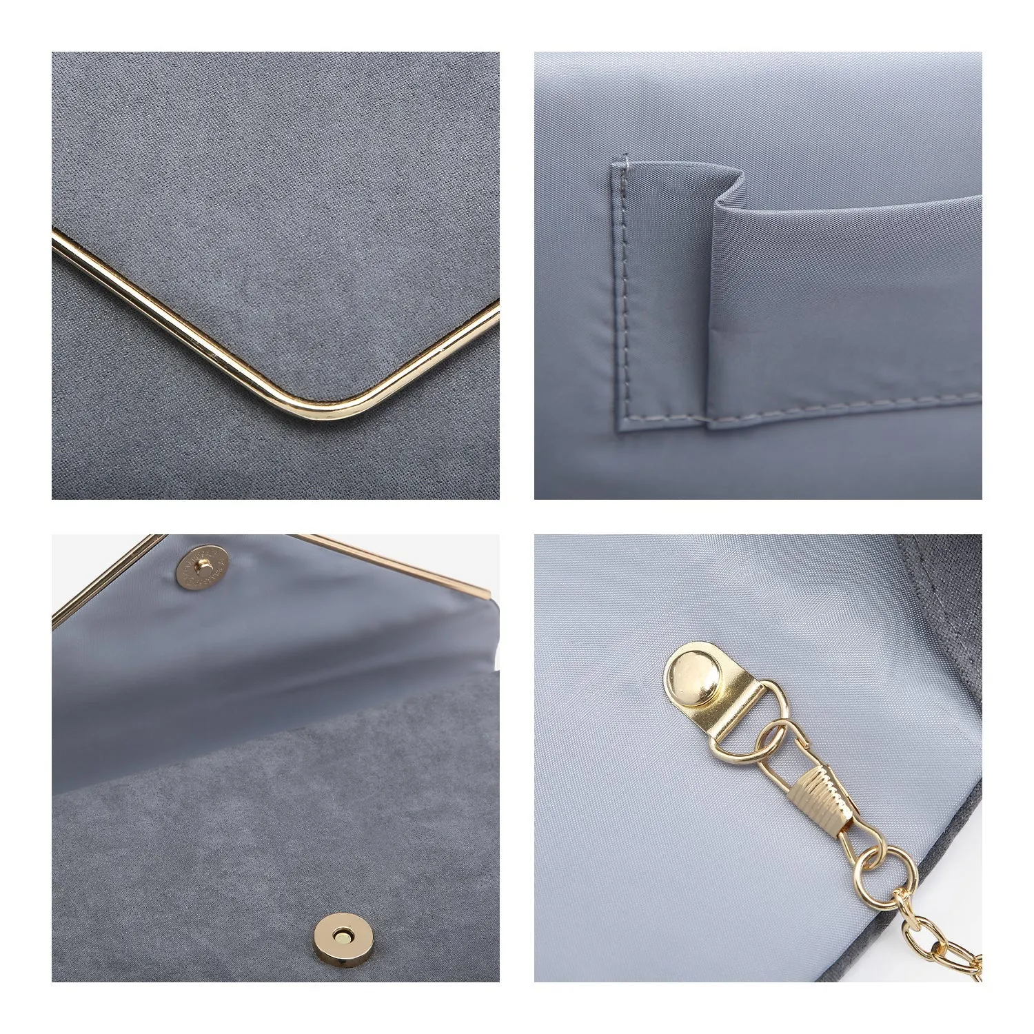Women Faux Suede Velvet Formal Evening Party Clutch Purses