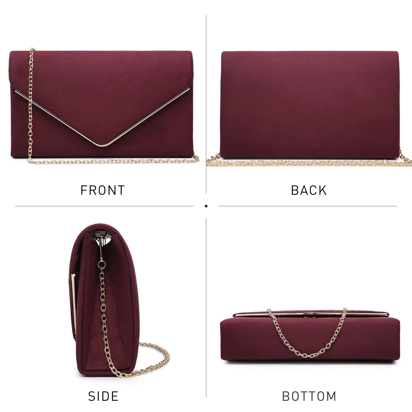 Women Faux Suede Velvet Formal Evening Party Clutch Purses