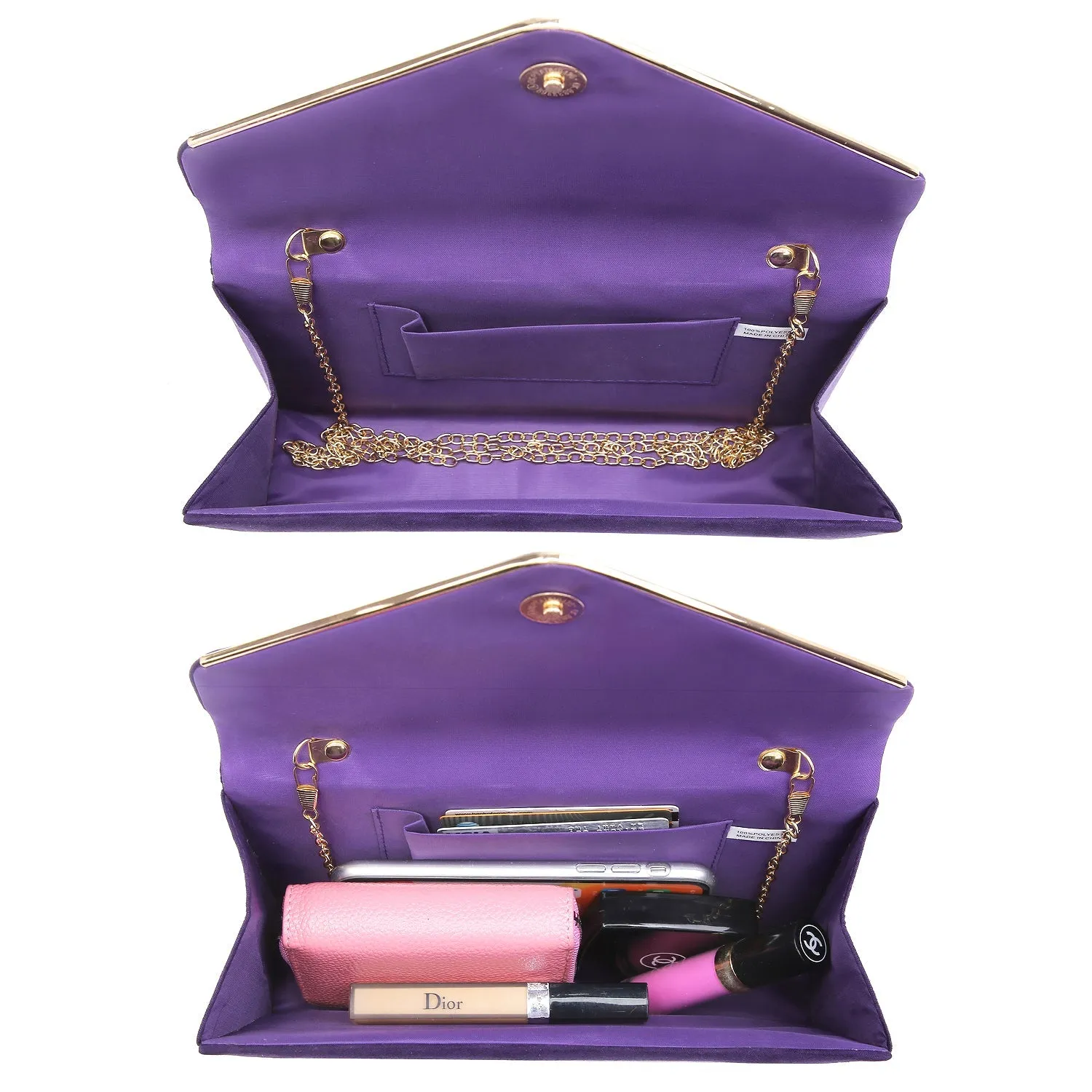 Women Faux Suede Velvet Formal Evening Party Clutch Purses