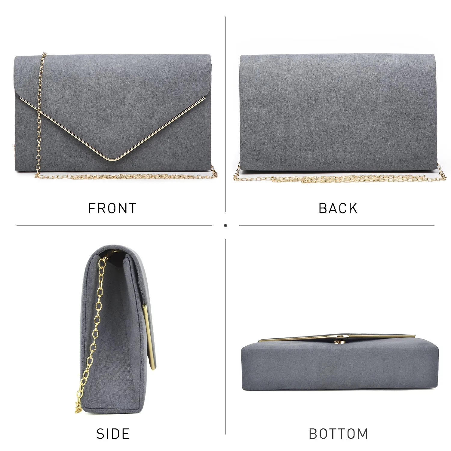 Women Faux Suede Velvet Formal Evening Party Clutch Purses
