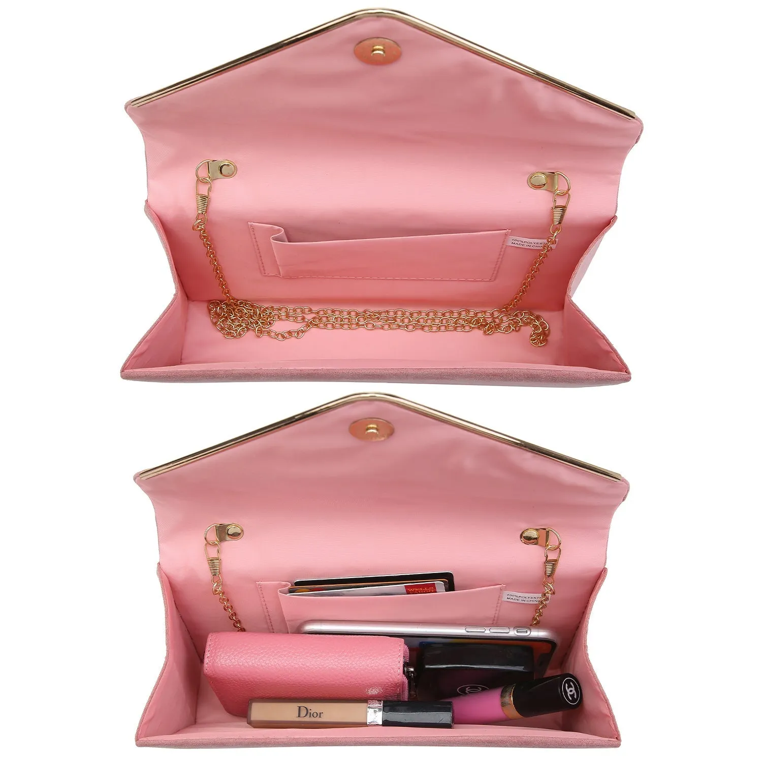 Women Faux Suede Velvet Formal Evening Party Clutch Purses