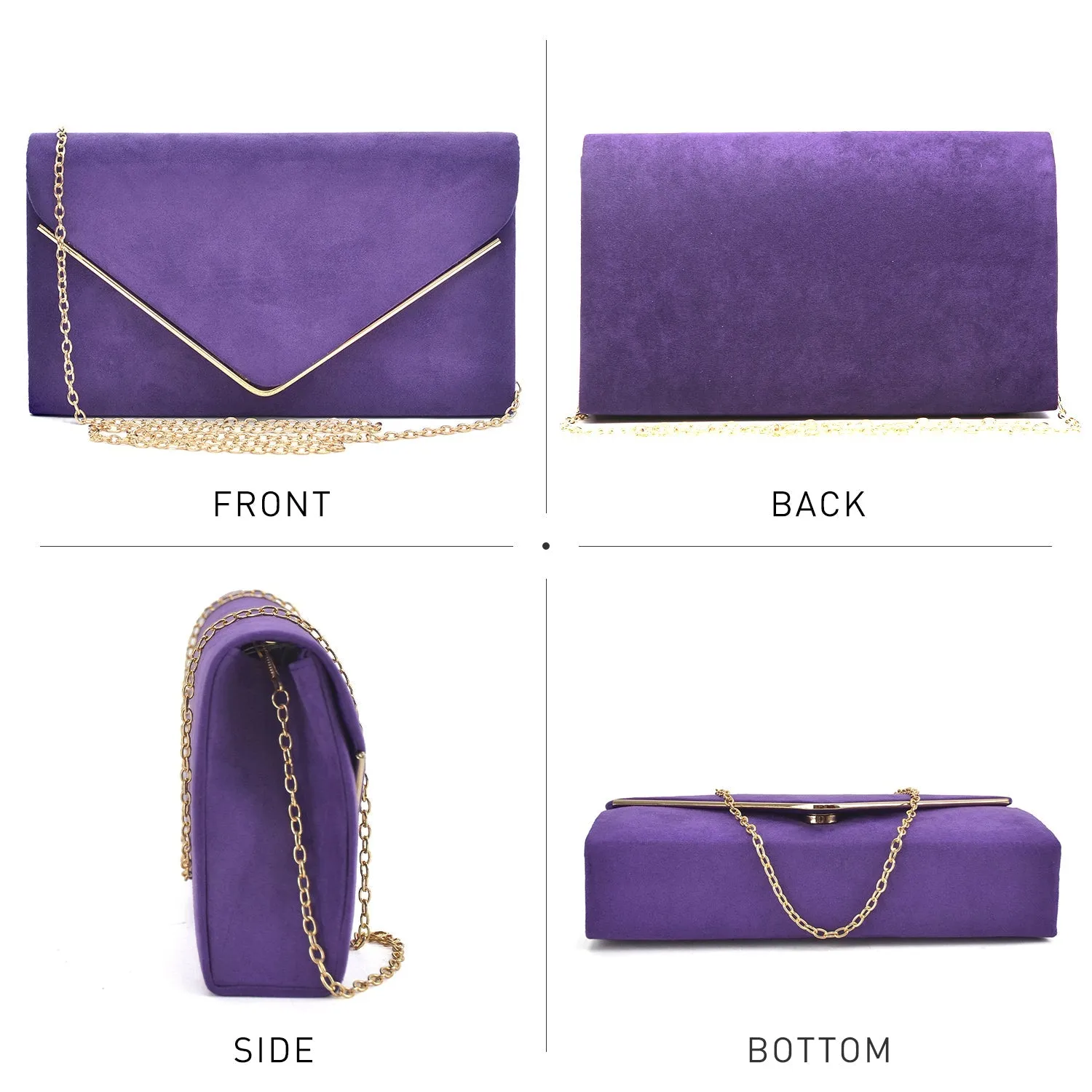 Women Faux Suede Velvet Formal Evening Party Clutch Purses