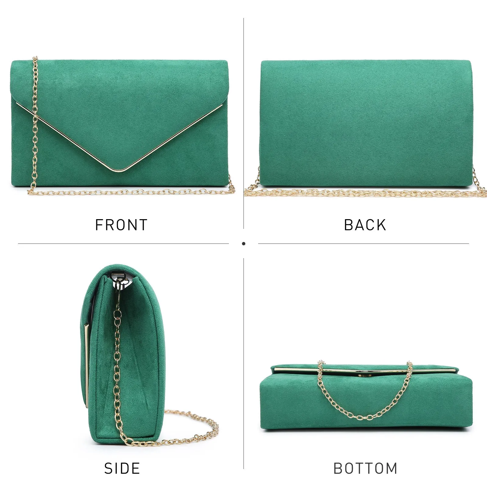 Women Faux Suede Velvet Formal Evening Party Clutch Purses