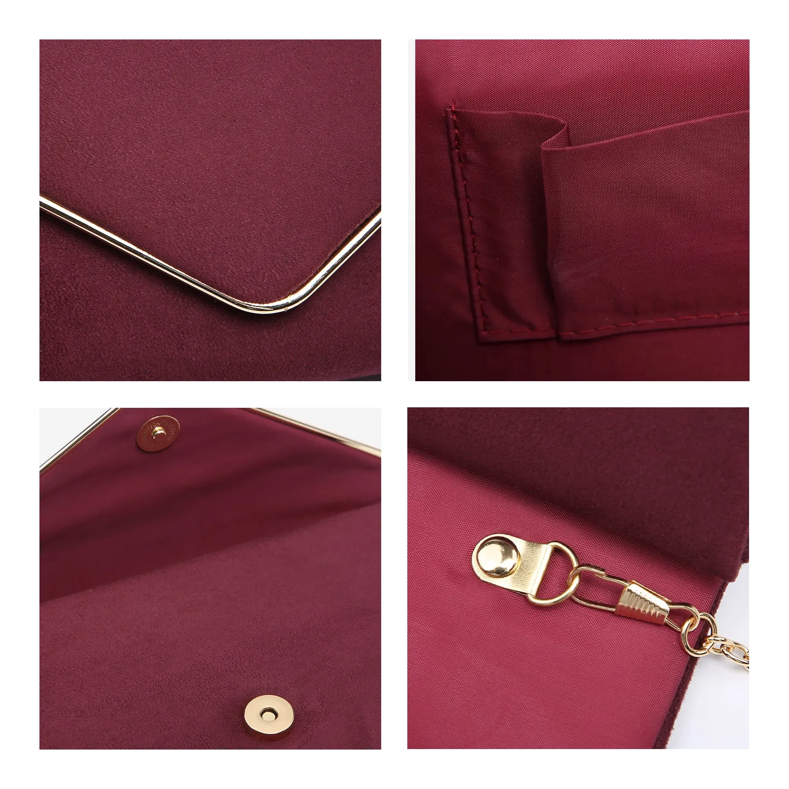 Women Faux Suede Velvet Formal Evening Party Clutch Purses
