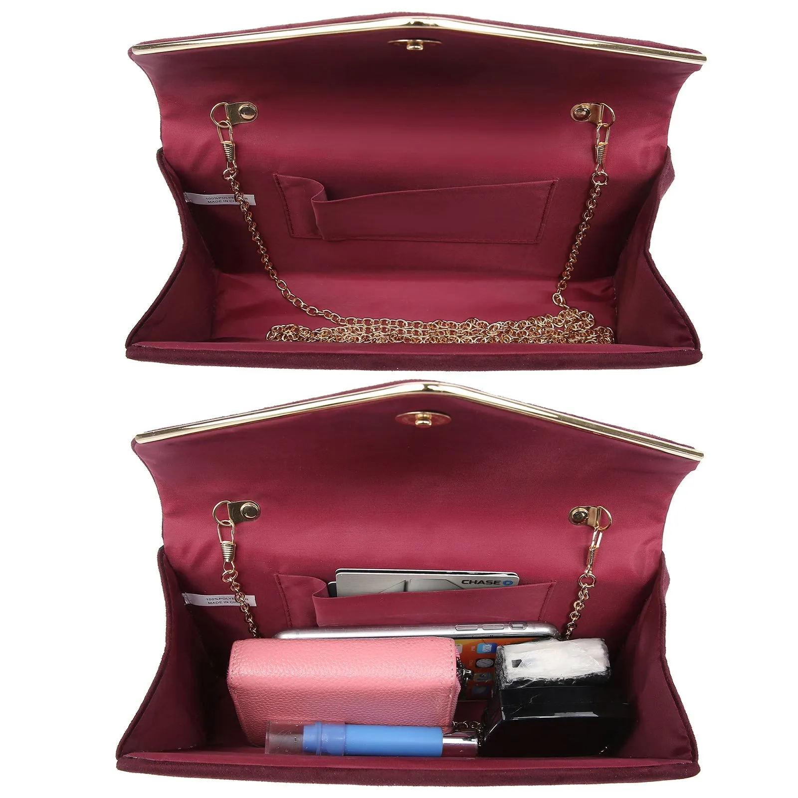 Women Faux Suede Velvet Formal Evening Party Clutch Purses