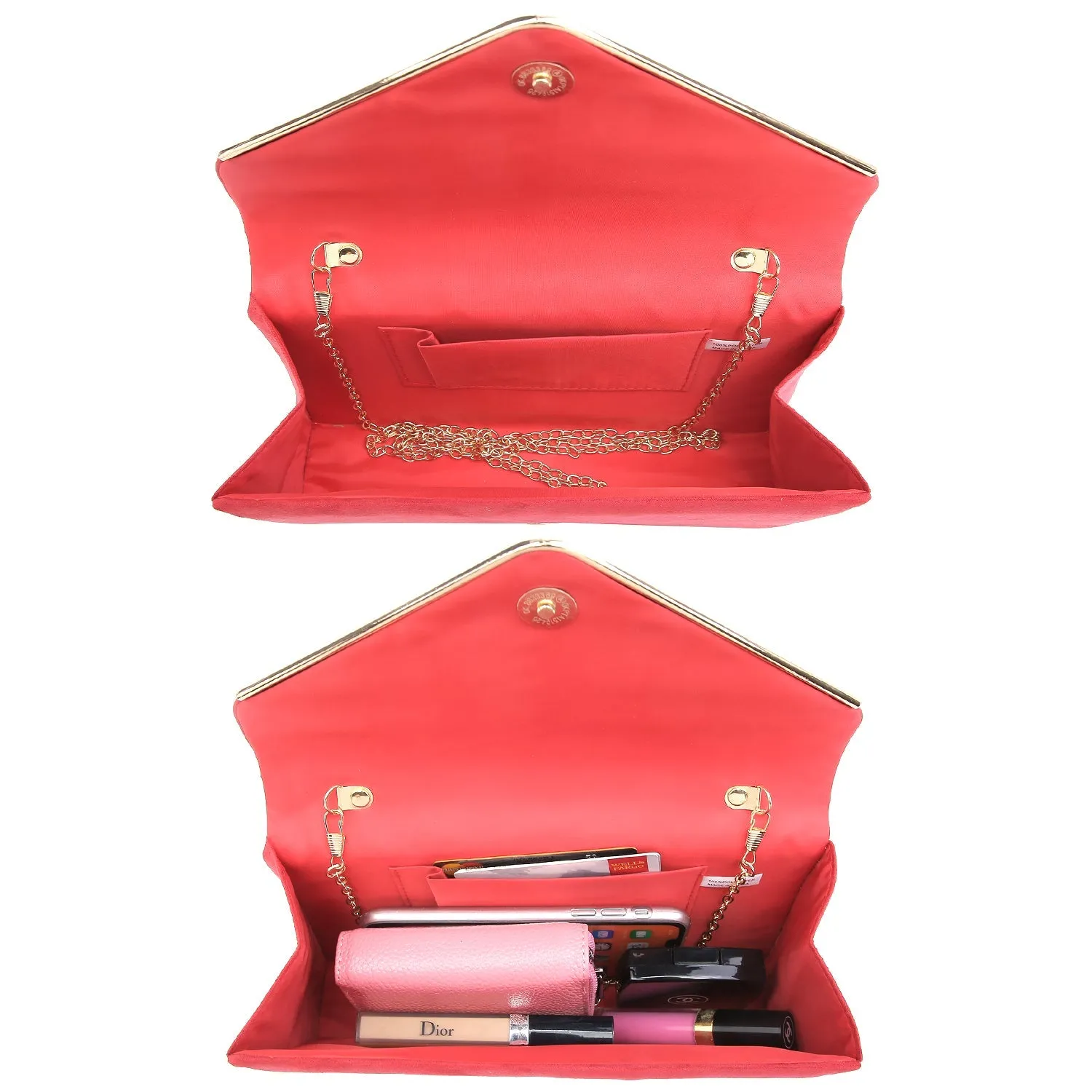 Women Faux Suede Velvet Formal Evening Party Clutch Purses