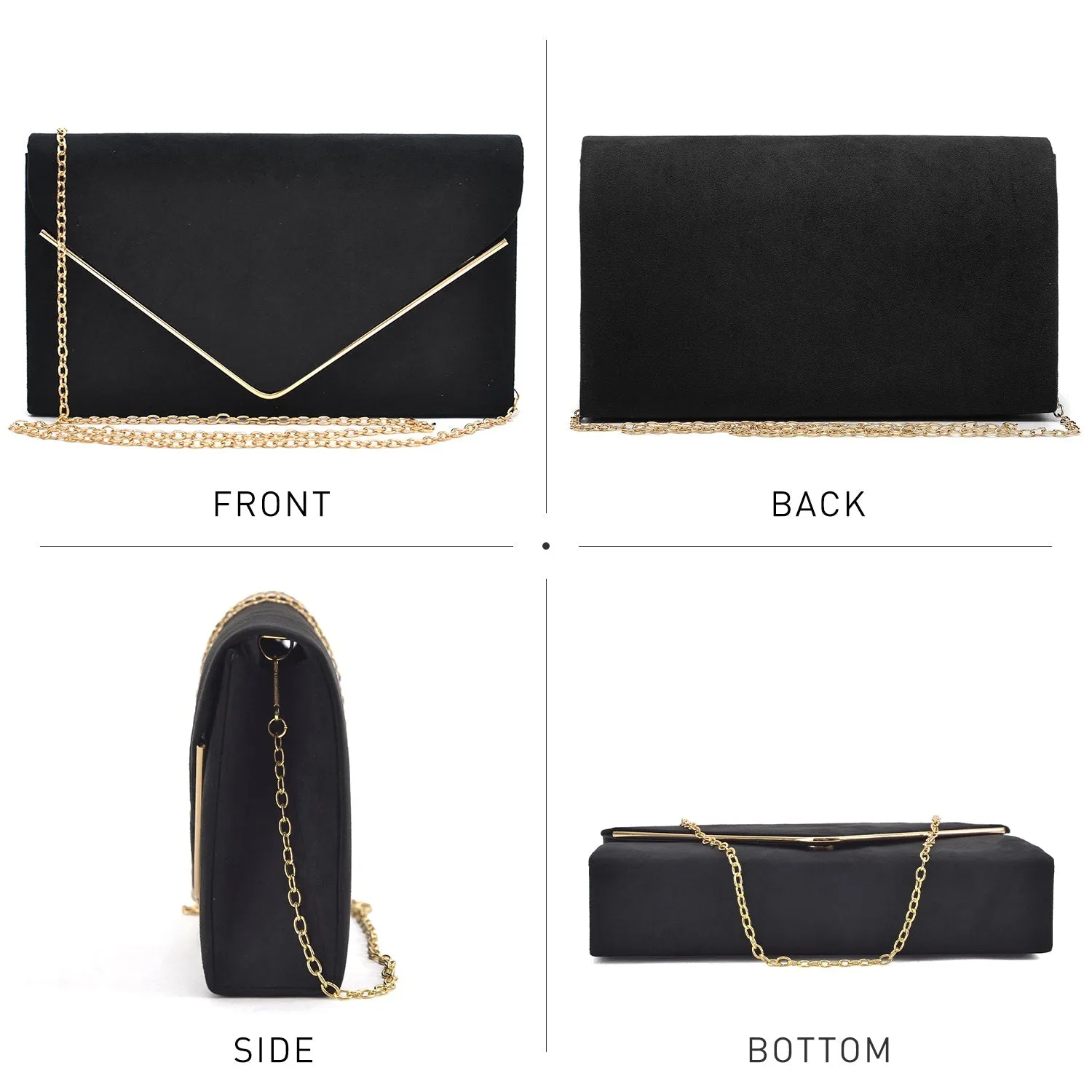 Women Faux Suede Velvet Formal Evening Party Clutch Purses