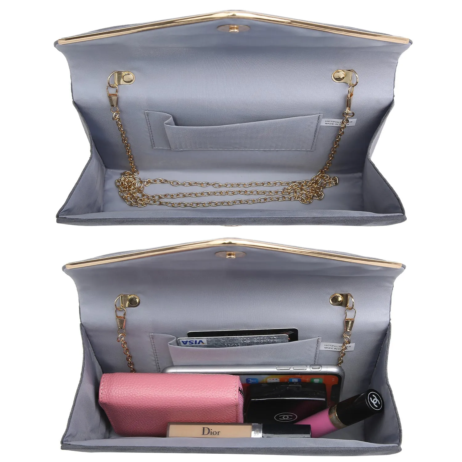Women Faux Suede Velvet Formal Evening Party Clutch Purses