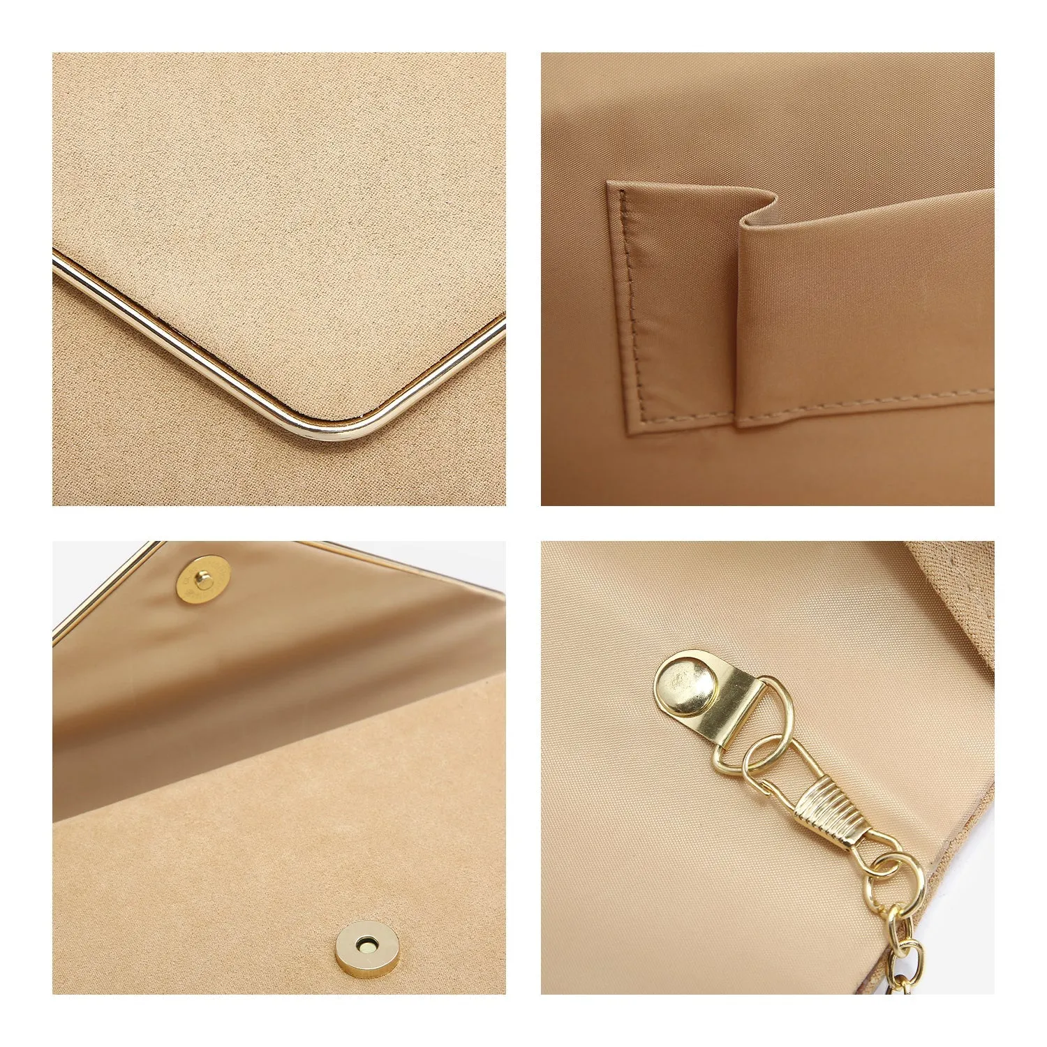 Women Faux Suede Velvet Formal Evening Party Clutch Purses