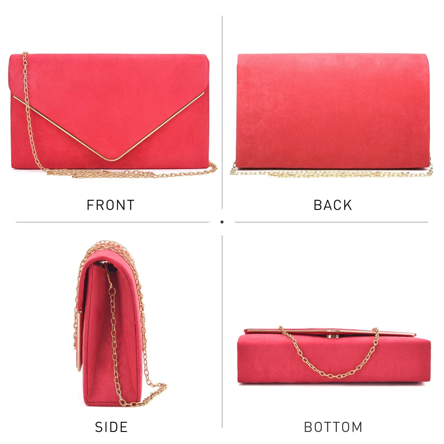 Women Faux Suede Velvet Formal Evening Party Clutch Purses