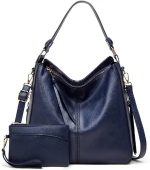 Women Handbags and Purse Sets Vegan Leather Tote Bags Fashion Hobo Bags Shoulder Bag Satchel Handbag Zip Wallet 2Pcs