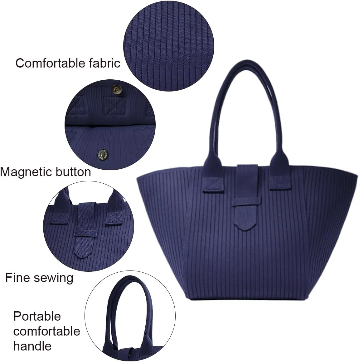 Women Tote Bag Lightweight Top Handle Bag Washable Shoulder Tote Handbag With Snap