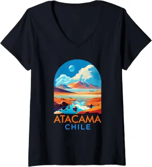 Womens Atacama Travel Adventure Trip Summer Vacation Atacama Chile V-Neck T-Shirt