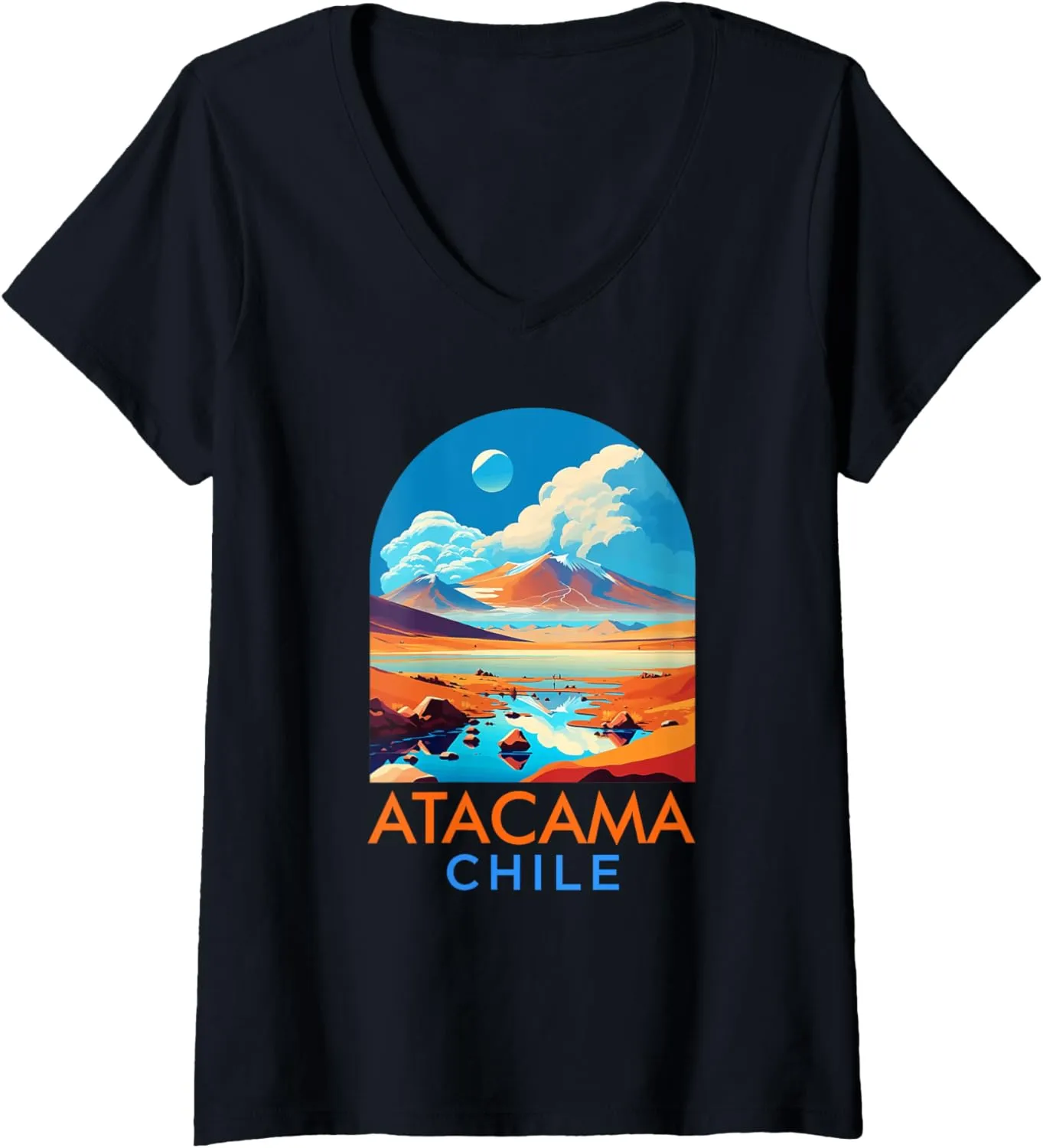 Womens Atacama Travel Adventure Trip Summer Vacation Atacama Chile V-Neck T-Shirt