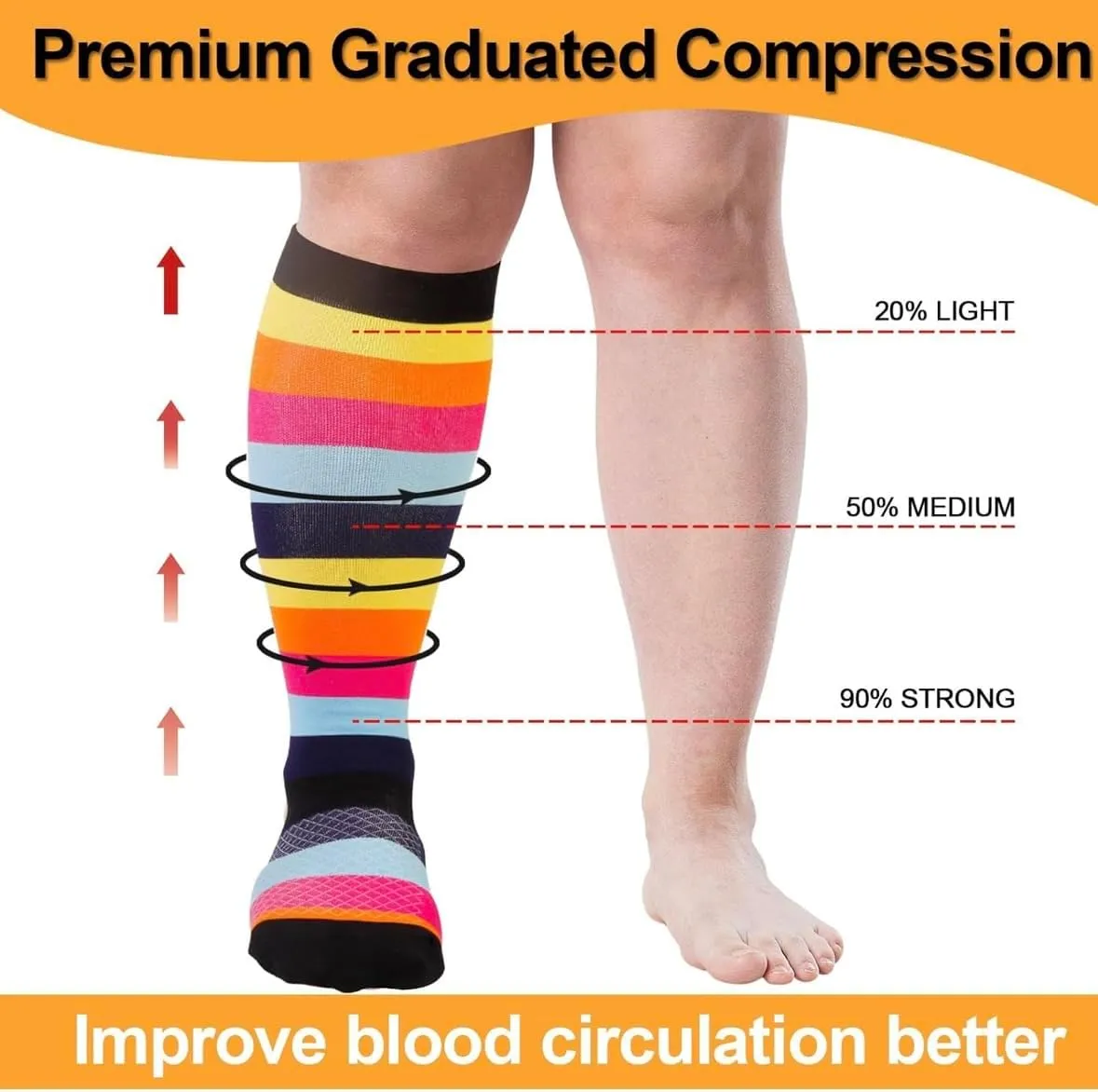 Women's Compression Socks 20-30mmhg (4 Pair) Knee-High Support for Circulation, Swelling, Varicose Veins, and Recovery-Ideal for Healthcare Professionals, Runners, Athletes and Frequent Travelers.