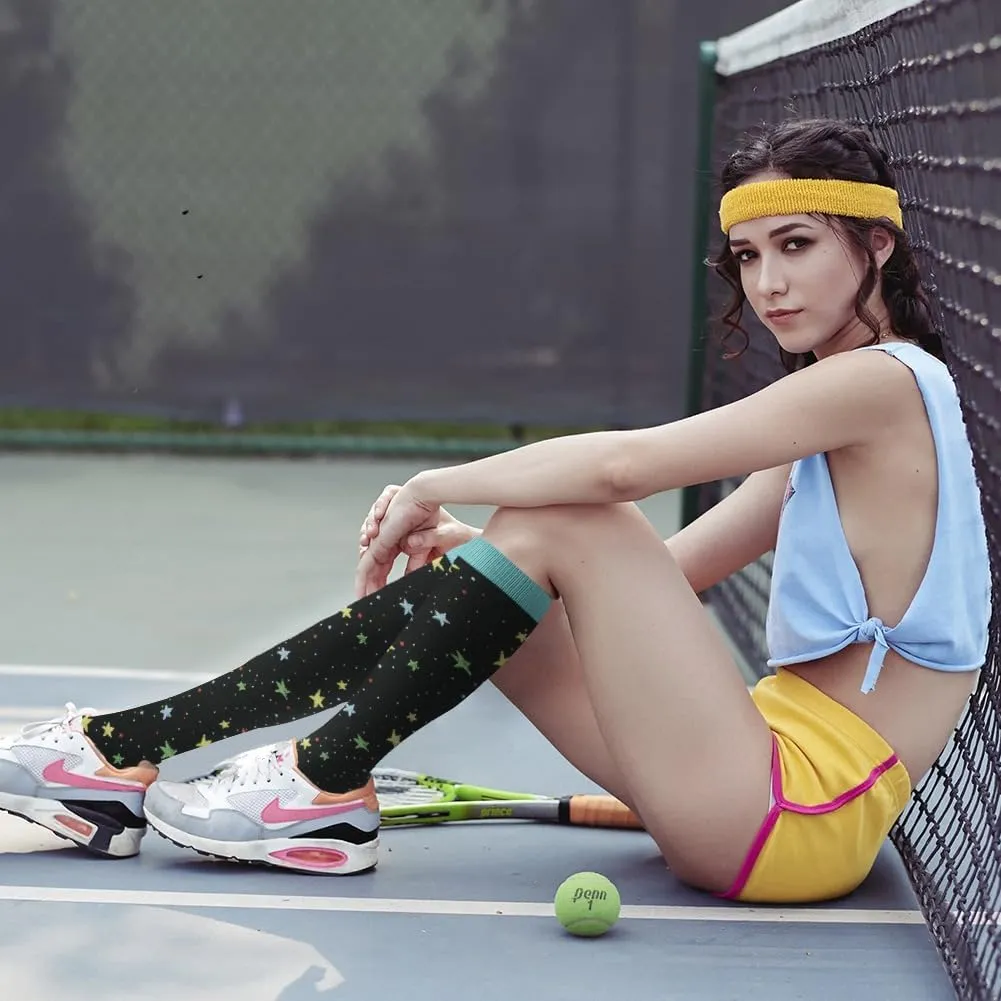 Women's Compression Socks 20-30mmhg (4 Pair) Knee-High Support for Circulation, Swelling, Varicose Veins, and Recovery-Ideal for Healthcare Professionals, Runners, Athletes and Frequent Travelers.