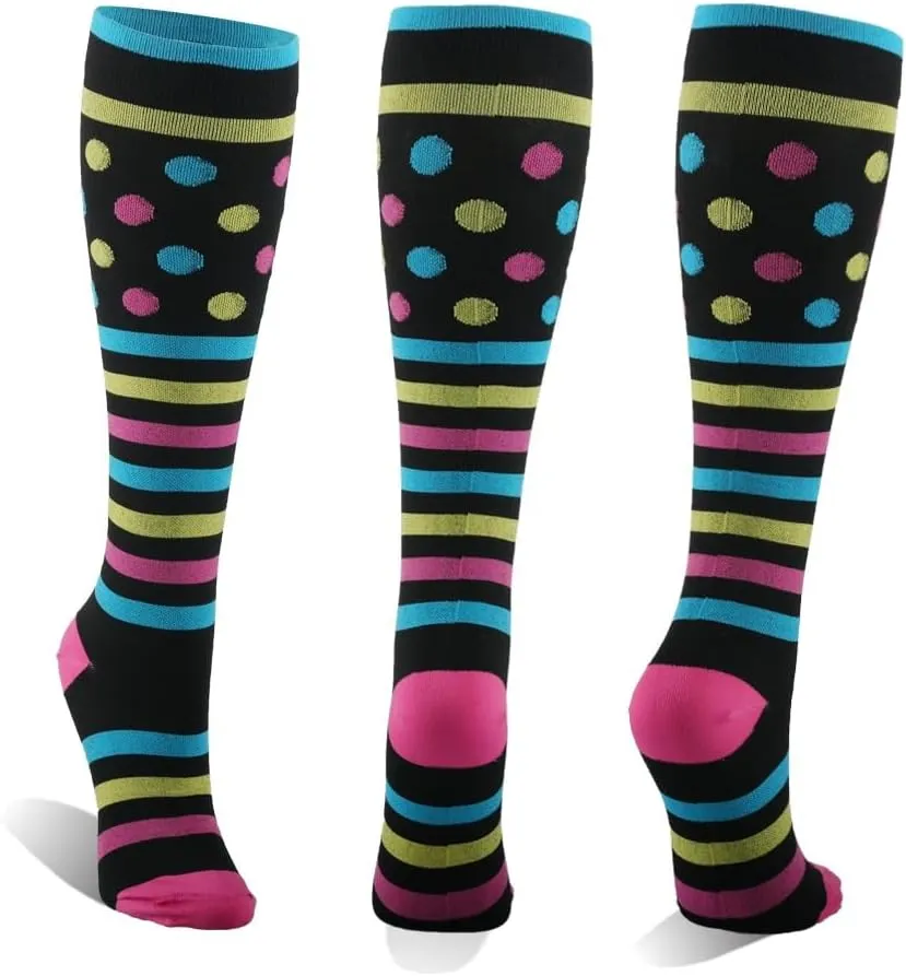 Women's Compression Socks 20-30mmhg (4 Pair) Knee-High Support for Circulation, Swelling, Varicose Veins, and Recovery-Ideal for Healthcare Professionals, Runners, Athletes and Frequent Travelers.