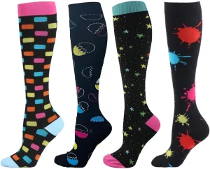 Women's Compression Socks 20-30mmhg (4 Pair) Knee-High Support for Circulation, Swelling, Varicose Veins, and Recovery-Ideal for Healthcare Professionals, Runners, Athletes and Frequent Travelers.
