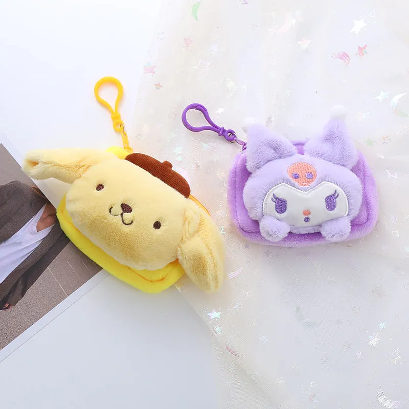 Women's Cute Plush Cartoon Pendant Storage Coin Purses