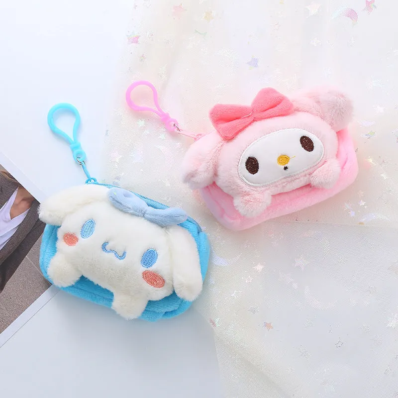Women's Cute Plush Cartoon Pendant Storage Coin Purses
