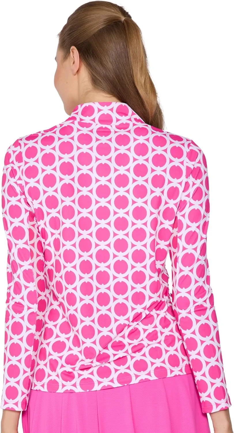 Women's Danielle Mock Neck Quarter Zip Tennis Golf Pickleball Athletic Fit AthleisureTop Mesh Sleeves Casual