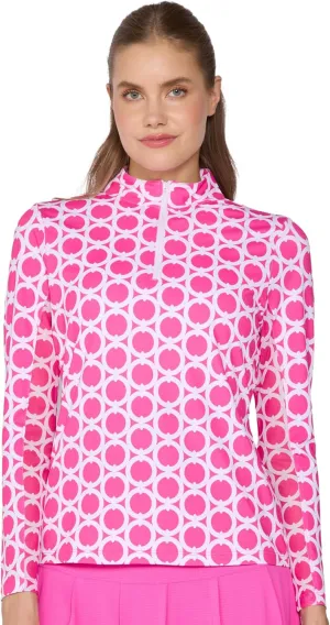 Women's Danielle Mock Neck Quarter Zip Tennis Golf Pickleball Athletic Fit AthleisureTop Mesh Sleeves Casual