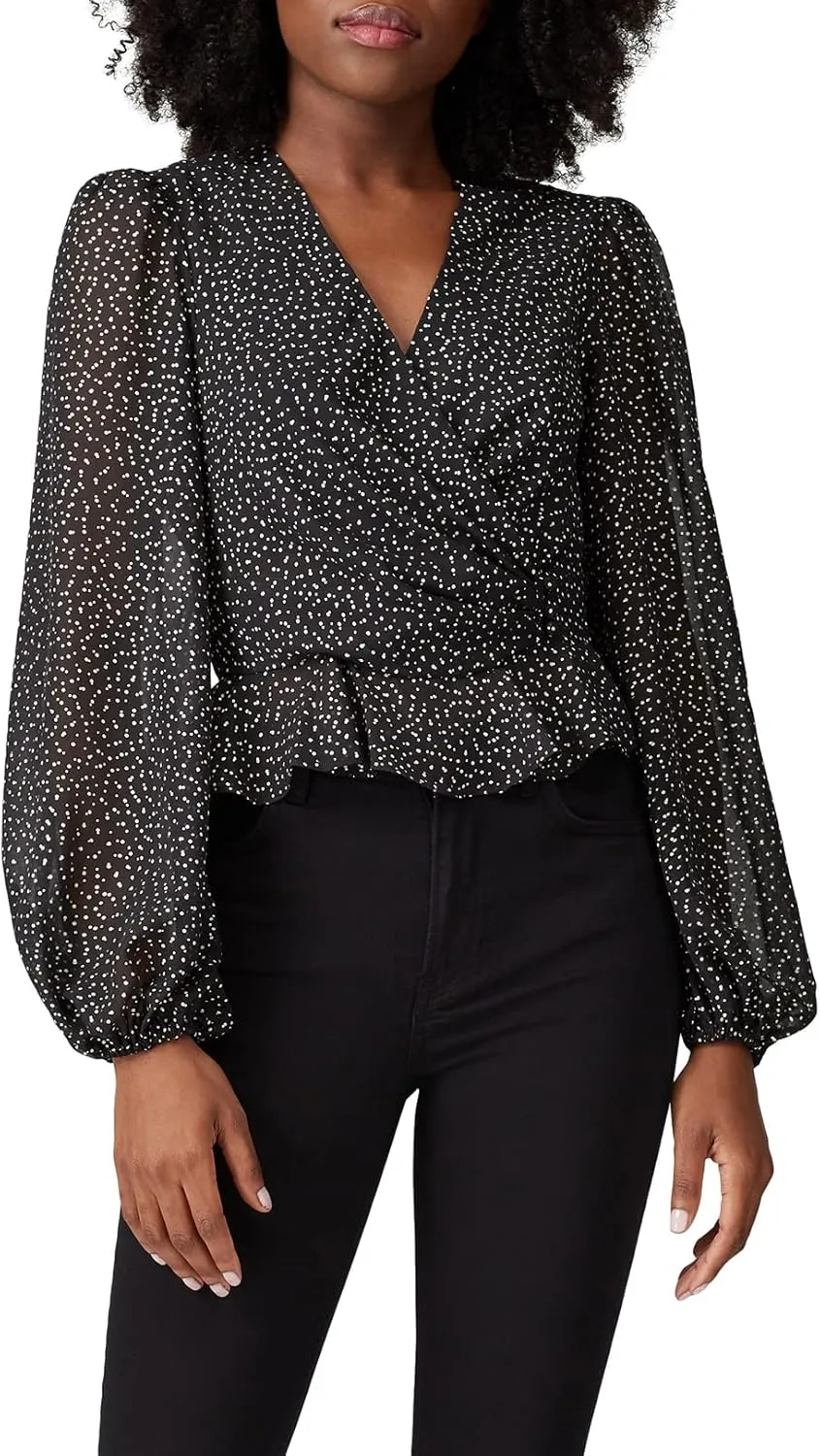 Women's Foil Print Ruffle Top
