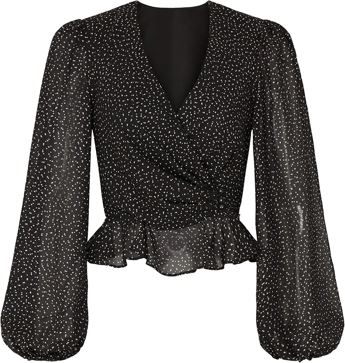 Women's Foil Print Ruffle Top