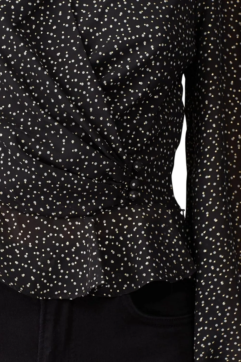 Women's Foil Print Ruffle Top