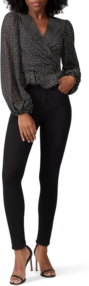 Women's Foil Print Ruffle Top