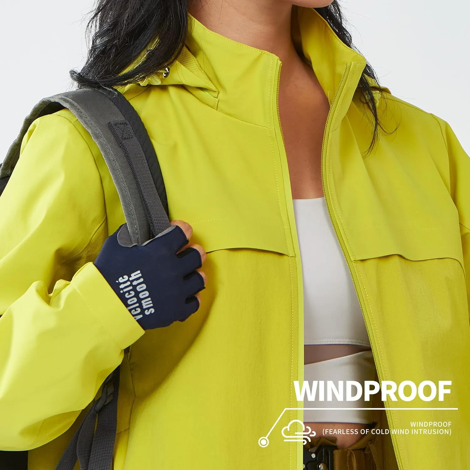 Women's Hooded Jacket Waterproof Breathable Spring Windproof Warm Jacket Lightweight Women