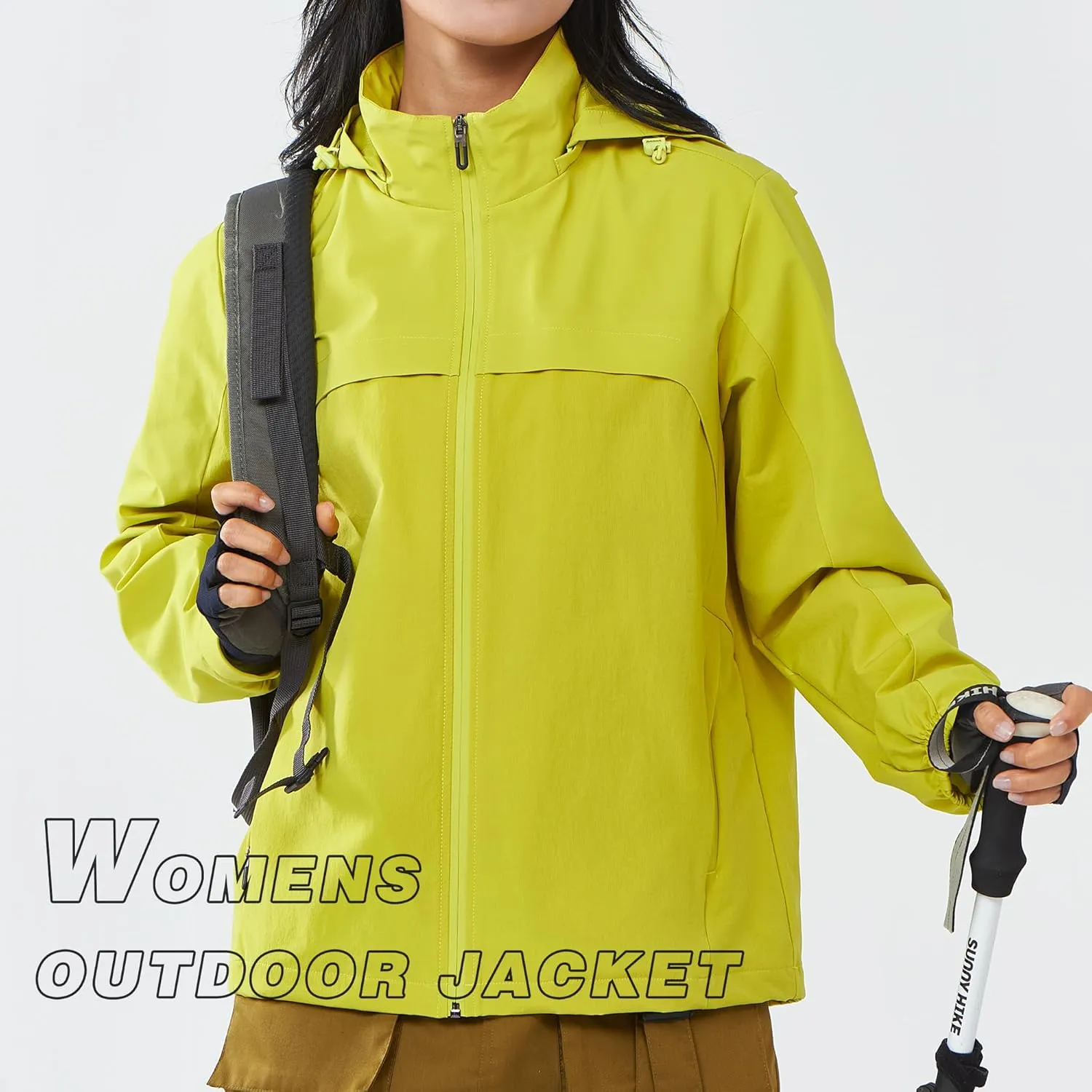 Women's Hooded Jacket Waterproof Breathable Spring Windproof Warm Jacket Lightweight Women