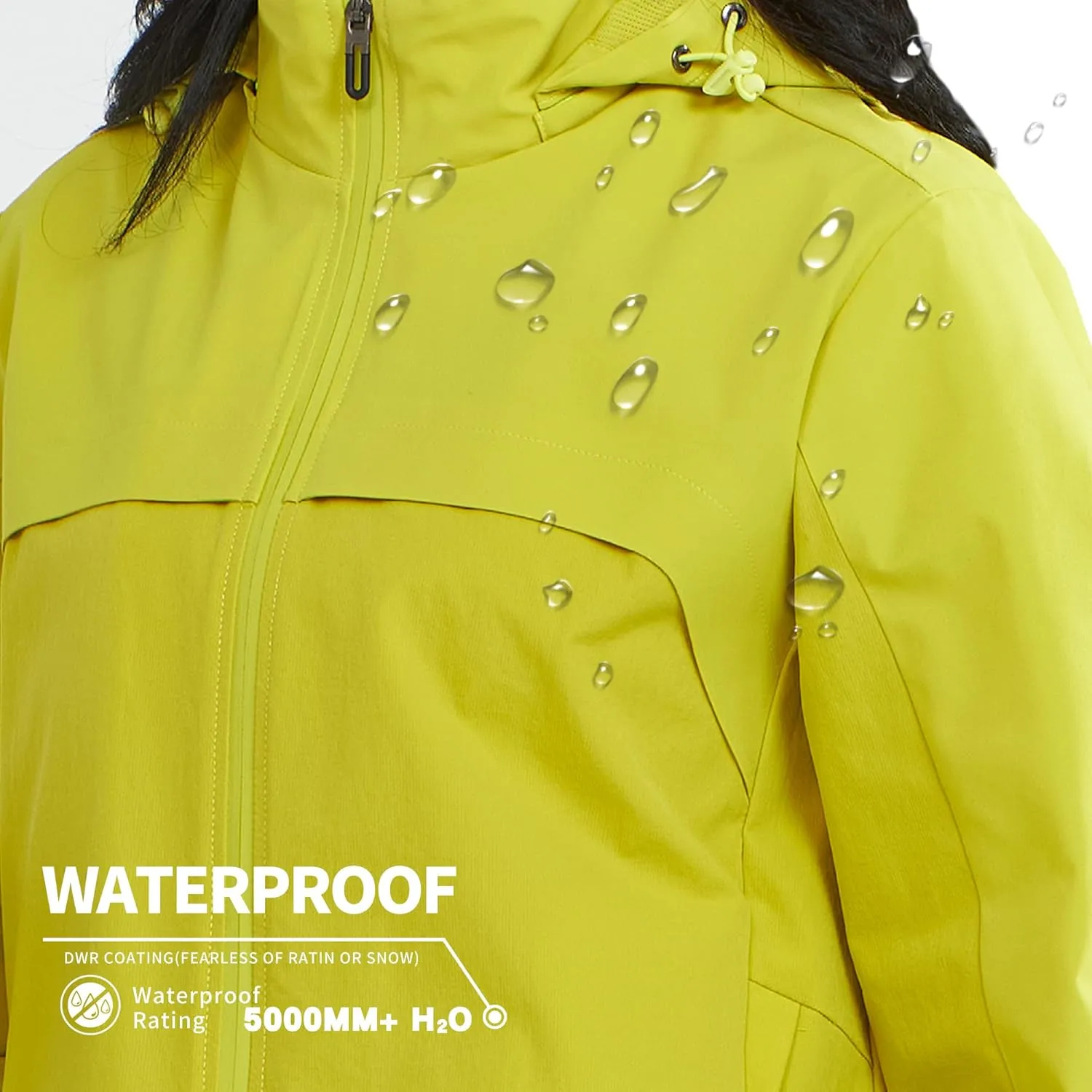 Women's Hooded Jacket Waterproof Breathable Spring Windproof Warm Jacket Lightweight Women